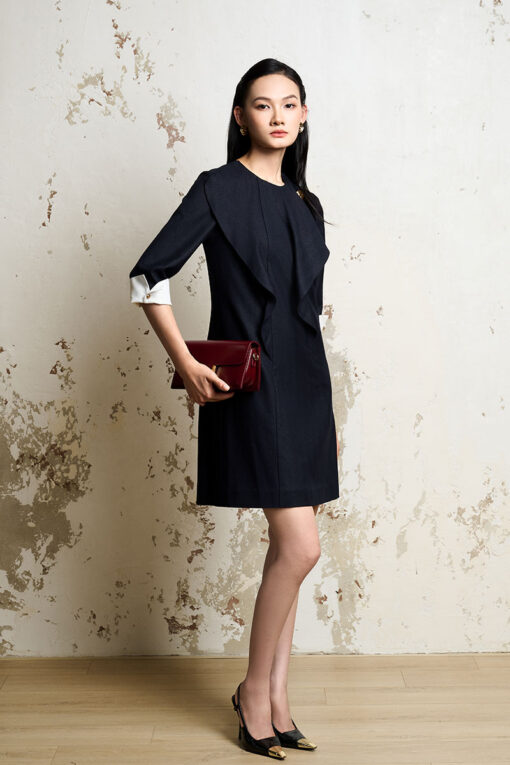 Đầm suông A bèo can chéo thân