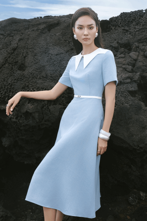 Đầm xoè cổ phối cách điệu