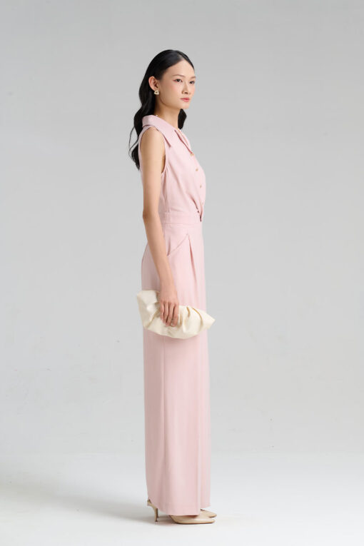 Jumpsuit cổ 2 ve xoắn eo