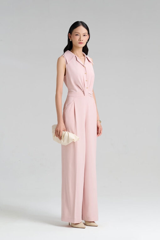 Jumpsuit cổ 2 ve xoắn eo