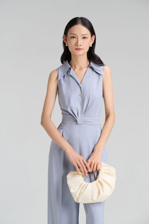 Jumpsuit cổ 2 ve xoắn eo