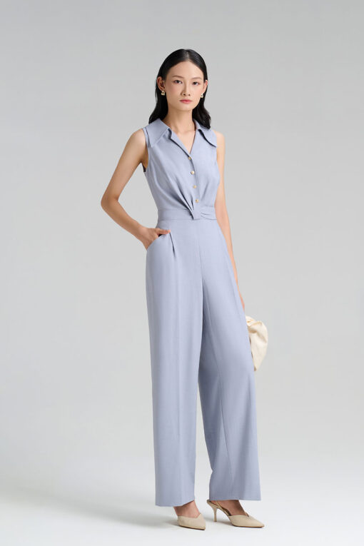 Jumpsuit cổ 2 ve xoắn eo
