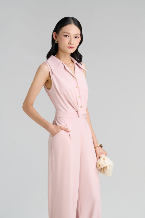 Jumpsuit cổ 2 ve xoắn eo