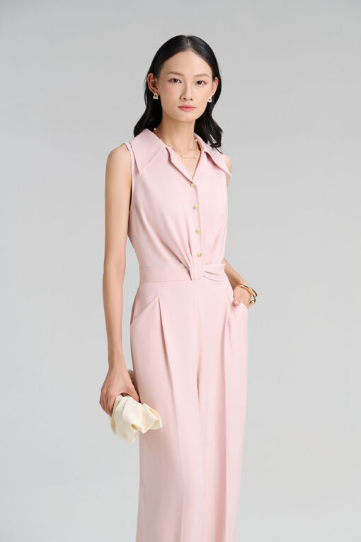 Jumpsuit cổ 2 ve xoắn eo