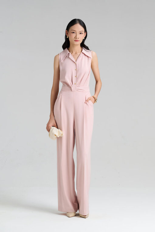 Jumpsuit cổ 2 ve xoắn eo