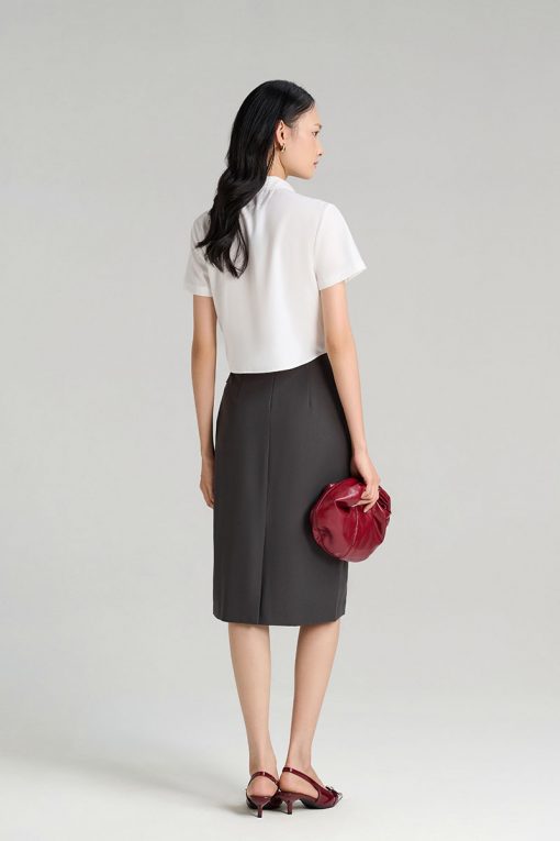 Sơ mi CT croptop túi ốp xếp đính cúc