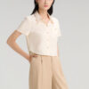 Sơ mi CT croptop túi ốp xếp đính cúc Sơ mi CT croptop túi ốp xếp đính cúc