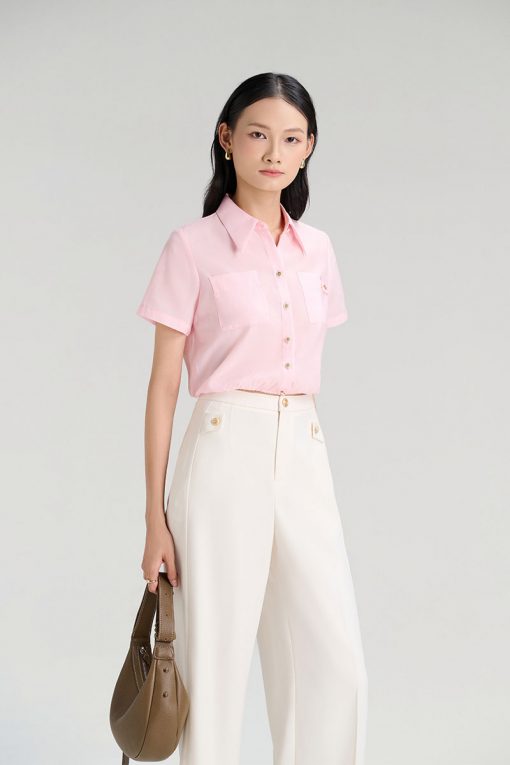 Sơ mi CT gập góc miệng túi, chun gấu