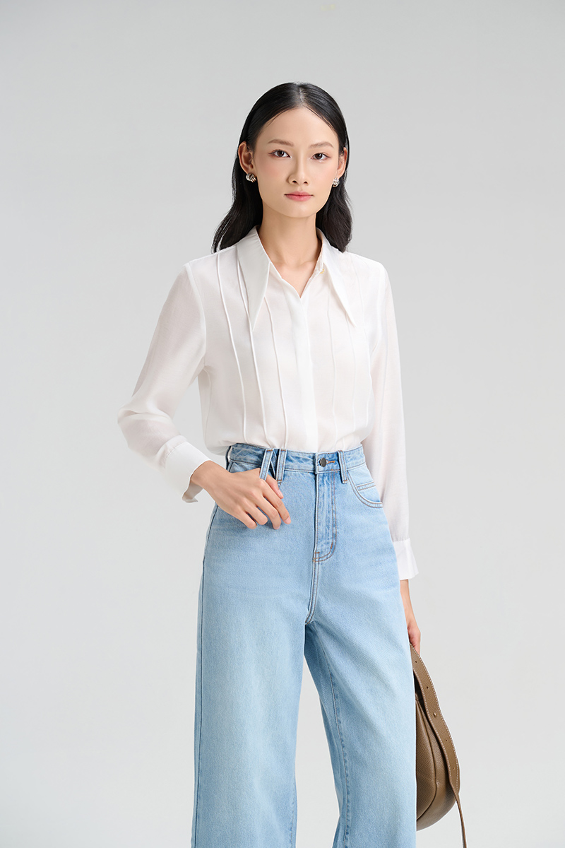 Sơ mi DT bấu mí thân trước Sơ mi DT bấu mí thân trước