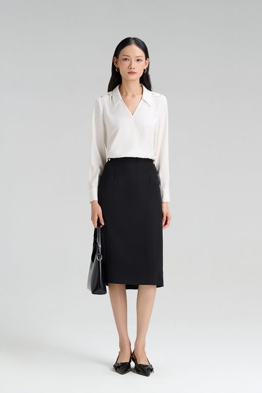 Chân váy suông vát bong giả túi