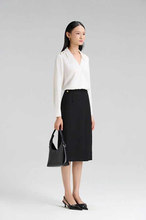 Chân váy suông vát bong giả túi