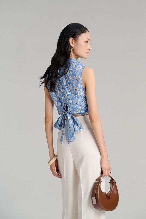 Sơ mi sát nách chun gấu dây buộc sau