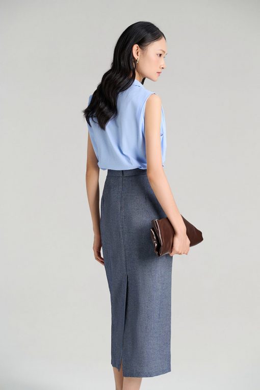 Sơ mi suông sát nách cổ 2 ve