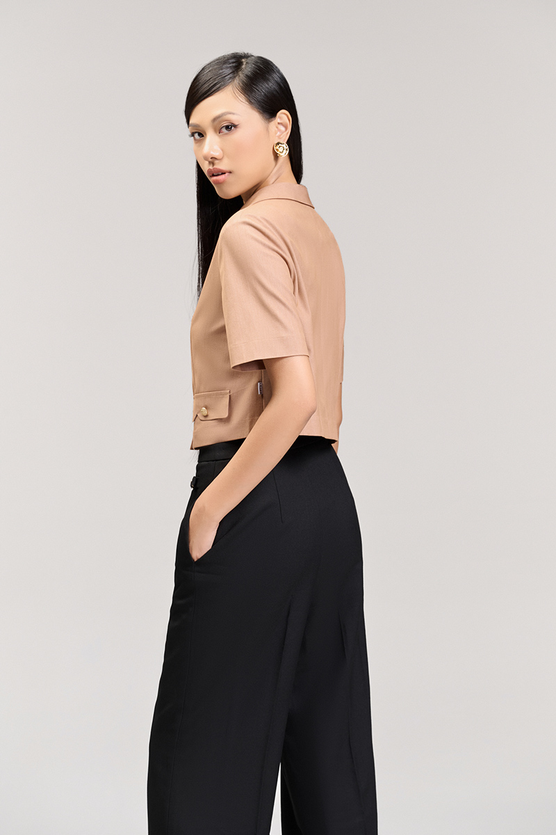 Áo kiểu CT croptop cổ bẻ V Áo kiểu CT croptop cổ bẻ V