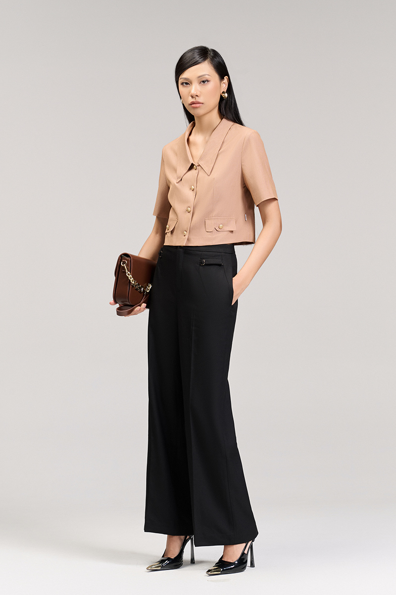Áo kiểu CT croptop cổ bẻ V Áo kiểu CT croptop cổ bẻ V
