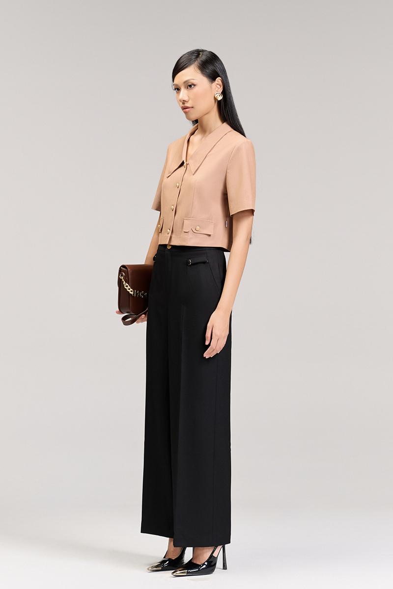 Áo kiểu CT croptop cổ bẻ V Áo kiểu CT croptop cổ bẻ V