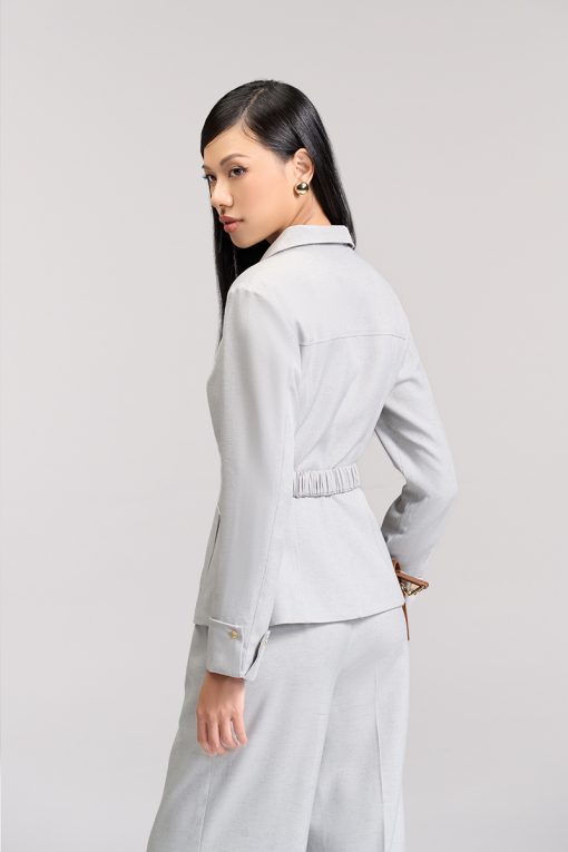 Áo kiểu DT dáng ôm túi ốp kèm đai