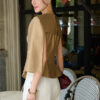 Áo kiểu cộc tay dáng peplum vai rơi lệch