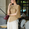 Áo kiểu cộc tay dáng peplum vai rơi lệch