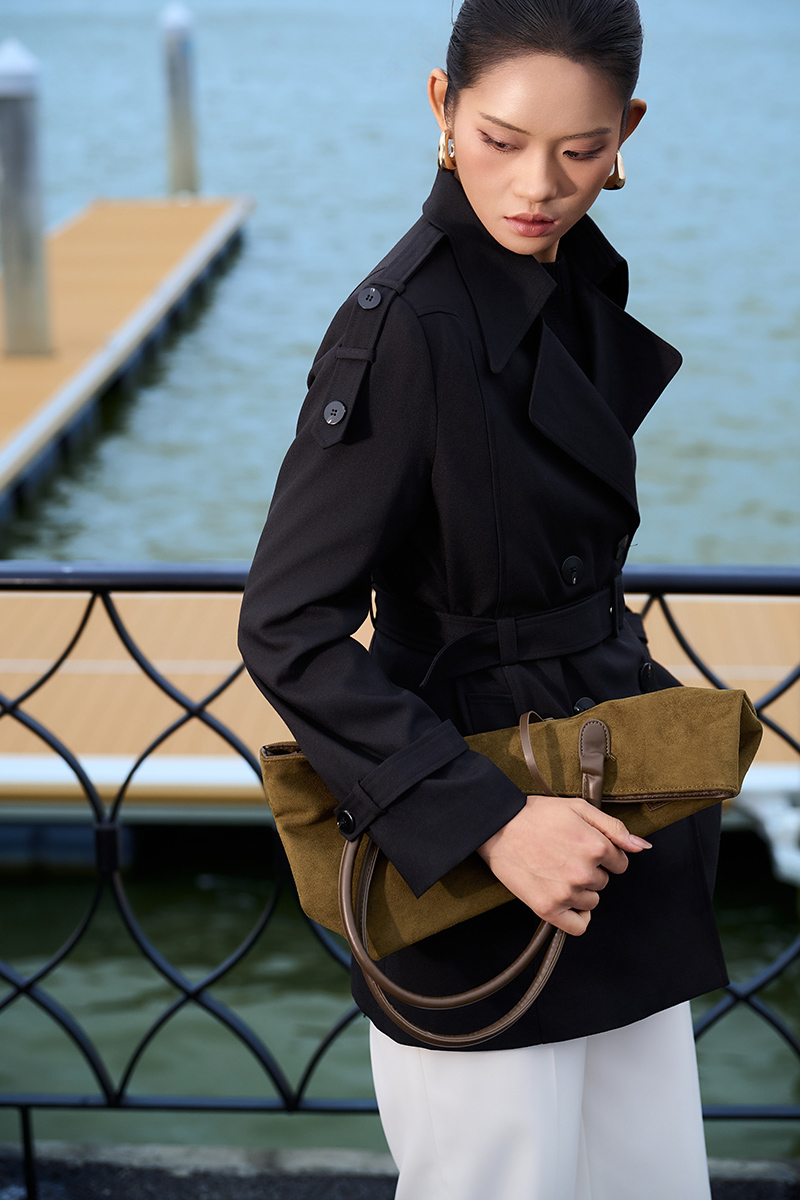 Áo măng tô dáng lửng cá vai chờm tay Áo măng tô dáng lửng cá vai chờm tay