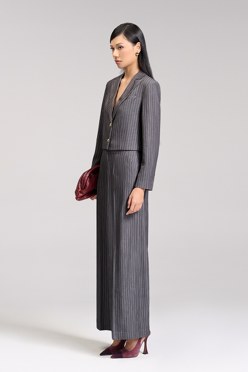 Quần suông kẻ túi chéo cạp can Quần suông kẻ túi chéo cạp can