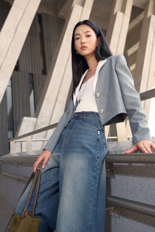 Áo vest croptop ve cách điệu phối vải