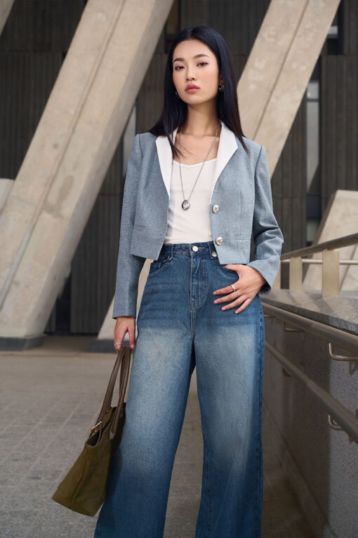 Áo vest croptop ve cách điệu phối vải