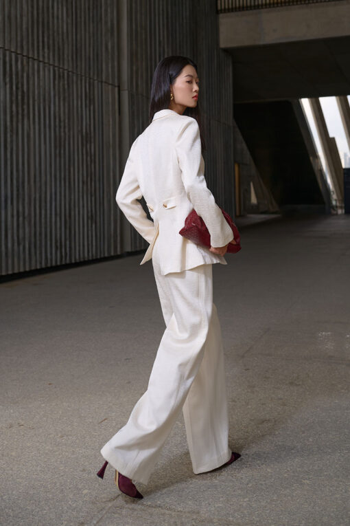 Quần suông cá đôi đè cạp đính cúc