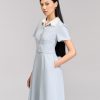 Đầm xoè túi ốp lá cổ vát phối Đầm xoè túi ốp lá cổ vát phối
