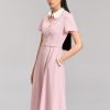 Đầm xoè túi ốp lá cổ vát phối Đầm xoè túi ốp lá cổ vát phối