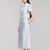 Sơ mi CT croptop xẻ gấu phối cổ Sơ mi CT croptop xẻ gấu phối cổ