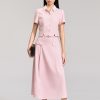 Sơ mi CT croptop xẻ gấu phối cổ Chân váy xoè nắp túi giả đai eo