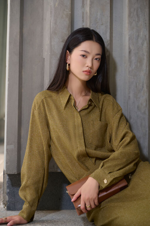 Sơ mi DT can vai túi ốp ngực