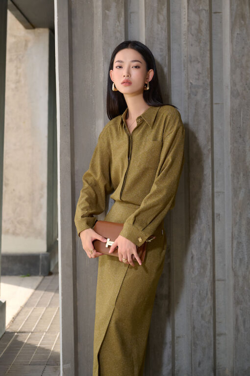 Sơ mi DT can vai túi ốp ngực