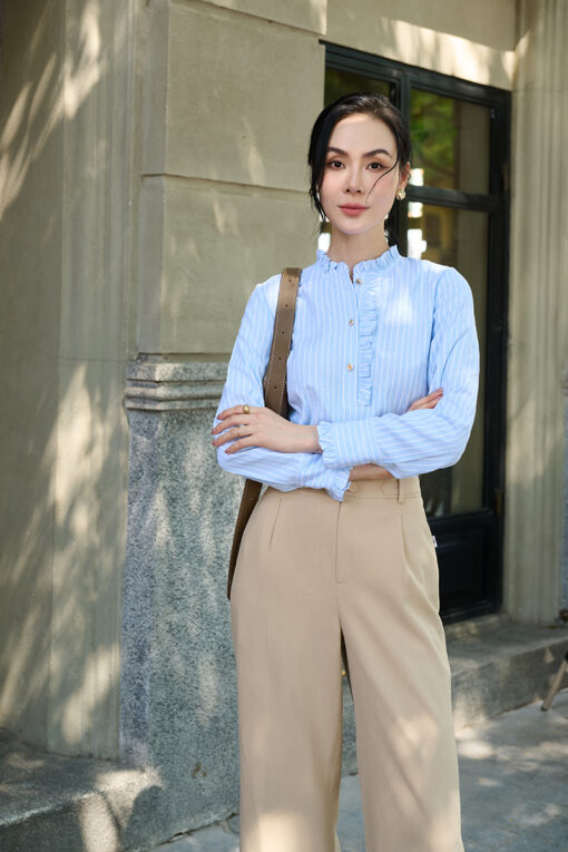 Sơ mi DT cổ bèo dựng nẹp cổ kẹp bèo