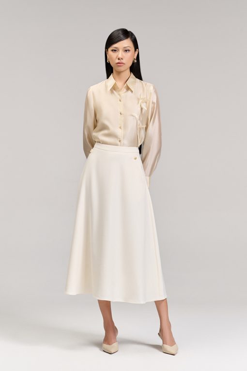 Sơ mi DT hoa laze đính ngực