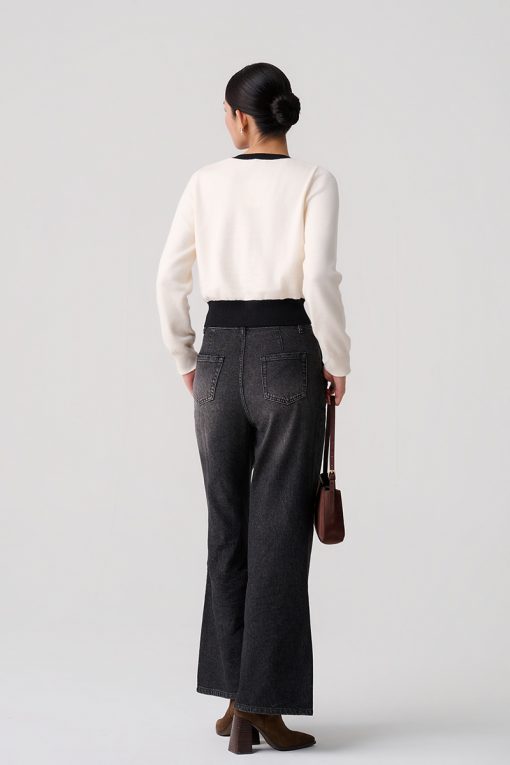 Áo Len DT croptop phối màu, túi ốp ngực