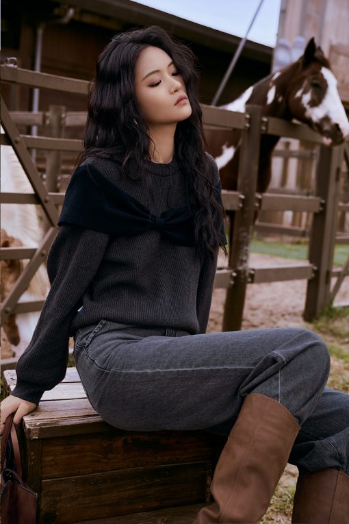 Áo Len DT nơ phối ngực khoét tay