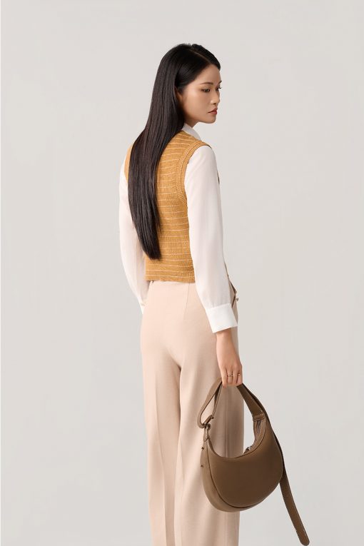 Áo Len gile dệt kẻ ngang cơi giả túi