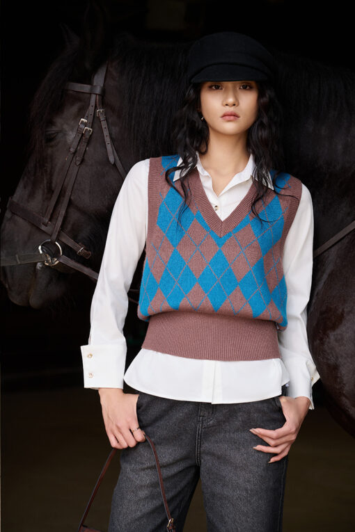 Áo Len gile hoạ tiết quả trám mix màu