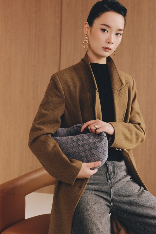 Áo khoác dạ dáng dài nẹp 1 hàng cúc