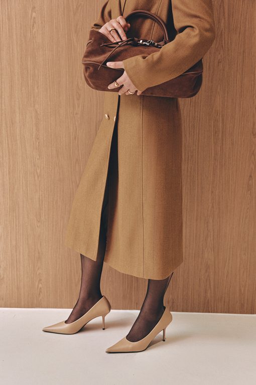 Áo khoác dài dáng suông cổ vest 2 hàng cúc