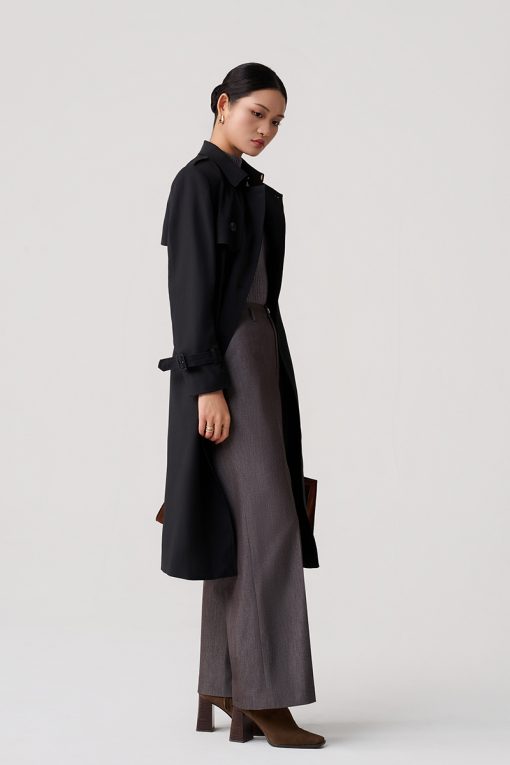 Áo khoác măng tô kaki bong ngực 1 bên