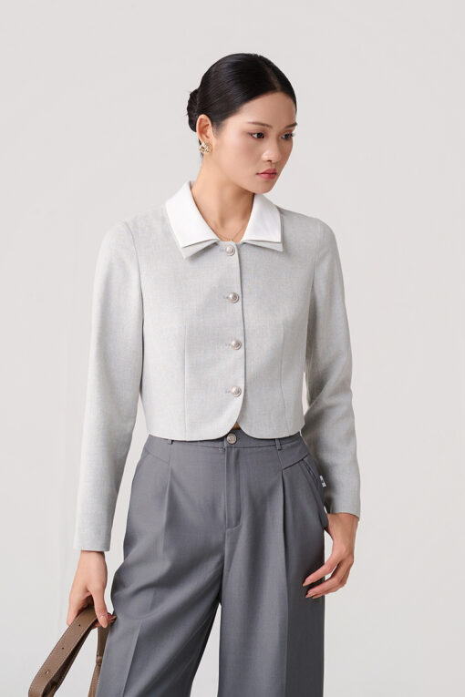 Áo kiểu DT croptop cổ đôi phối