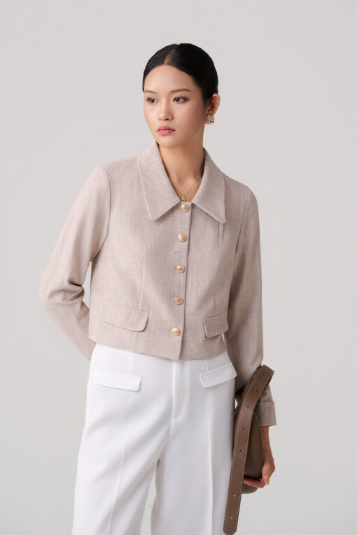 Áo kiểu DT croptop ngực bổ cơi dọc