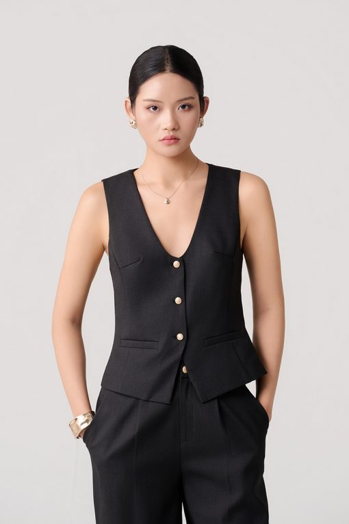 Áo kiểu SN cổ trứng bổ cơi giả túi