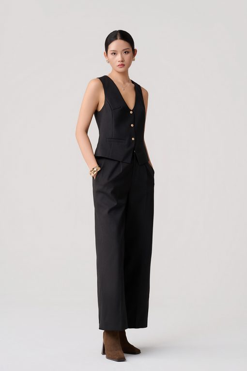 Quần suông nắp túi kẹp sườn đính cúc