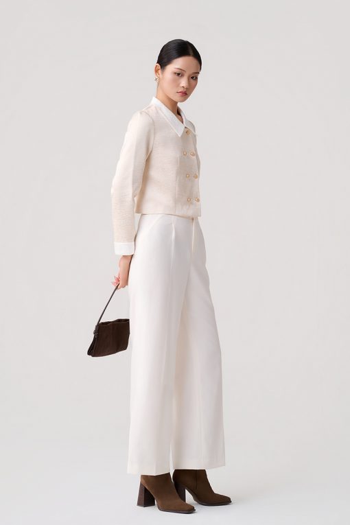 Áo kiểu croptop 2 hàng cúc phối cổ