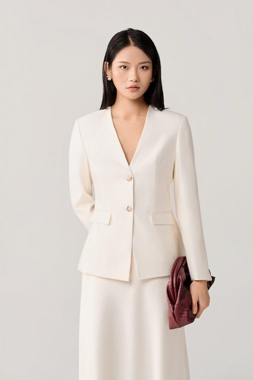 Áo vest dài tay dáng ôm cổ V