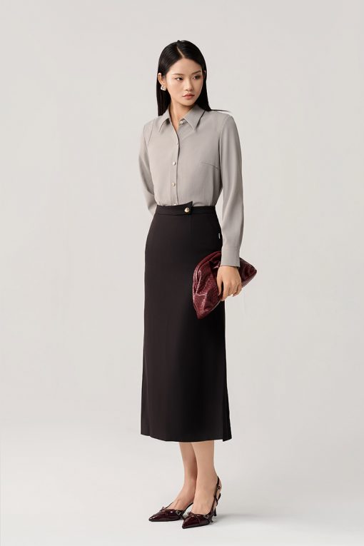 Chân váy dài cạp bong cách điệu